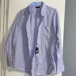 Nautica Light Blue & Pink Plaid Button Down Shirt